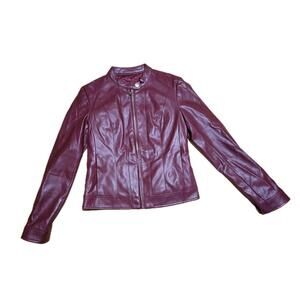 Cole Haan Faux Leather Moto Jacket Size XS Women's Full Zip
